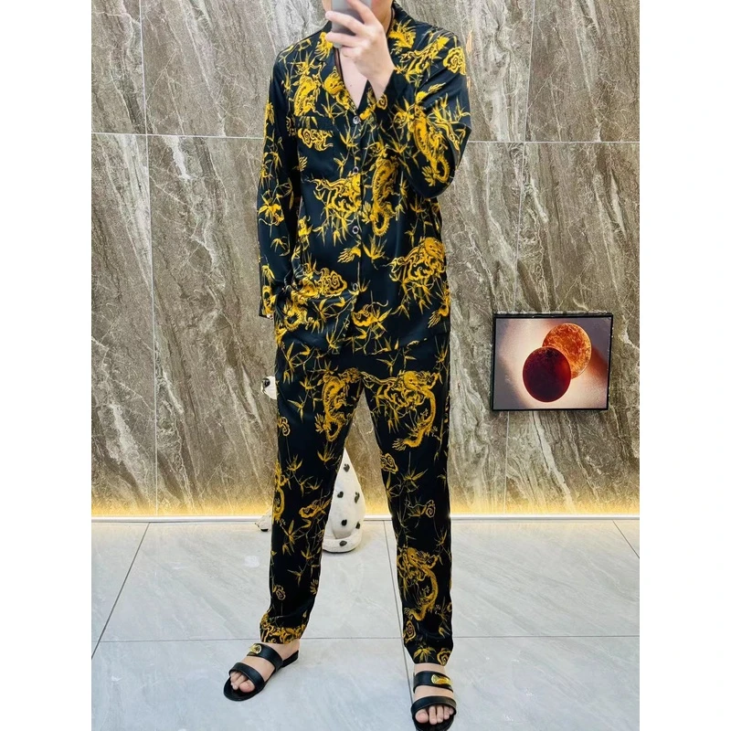 【1528】可外穿丝滑舒适家居服睡衣套装男士时尚休闲轻薄透气