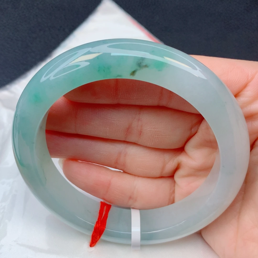 翡翠未镶嵌手镯58-59冰胶飘花