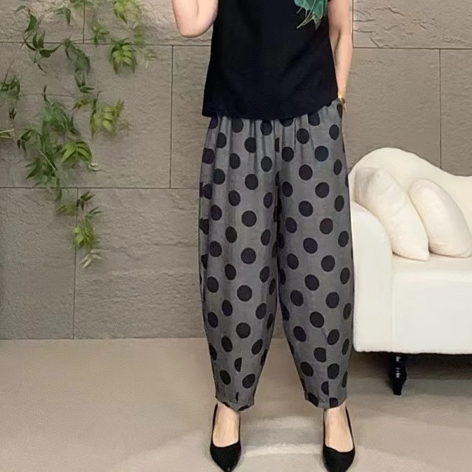2025时尚新款波点洋气百搭宽松显瘦减龄舒适气质修身哈伦裤