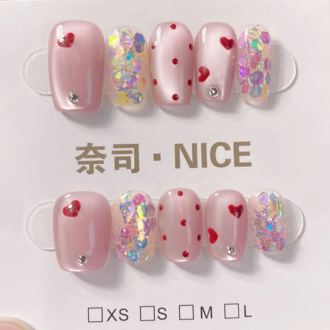 【落跑甜心】粉嫩甜心款显白纯手工不伤本甲小众穿戴甲批发源头工厂