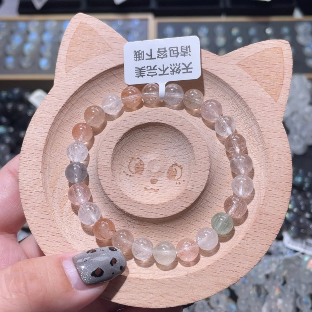 水晶手链未镶嵌彩兔毛手链7.5mm+