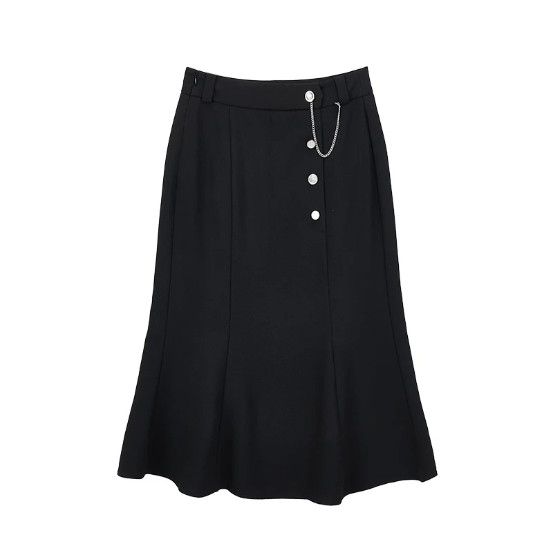 【达人专属】法式高级显瘦链条装饰包臀鱼尾裙S2061