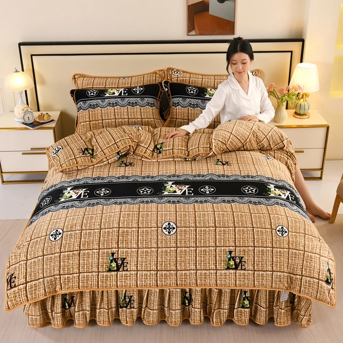 2025年新款重约8-9斤加绒加厚牛奶绒四件套床上用品双面绒被套