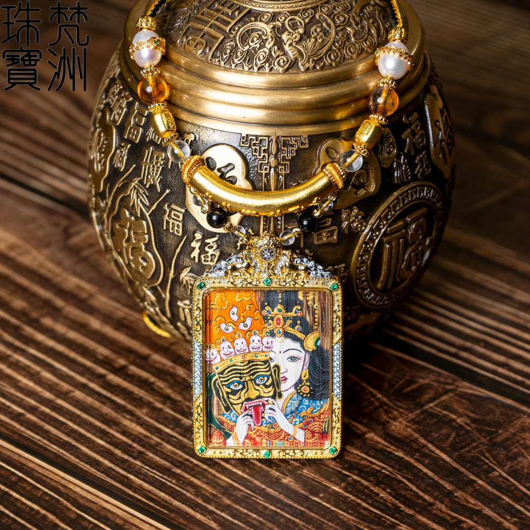 【梵洲】手工绘画  扎基 唐卡吊坠 FZD4836-H 多样性发一