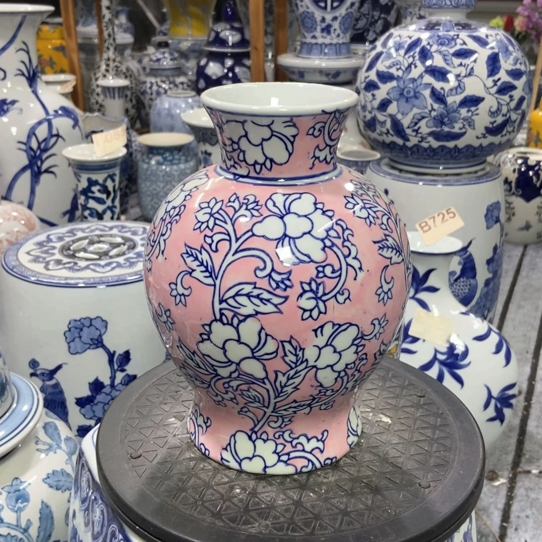 摆件花瓶手绘釉下彩