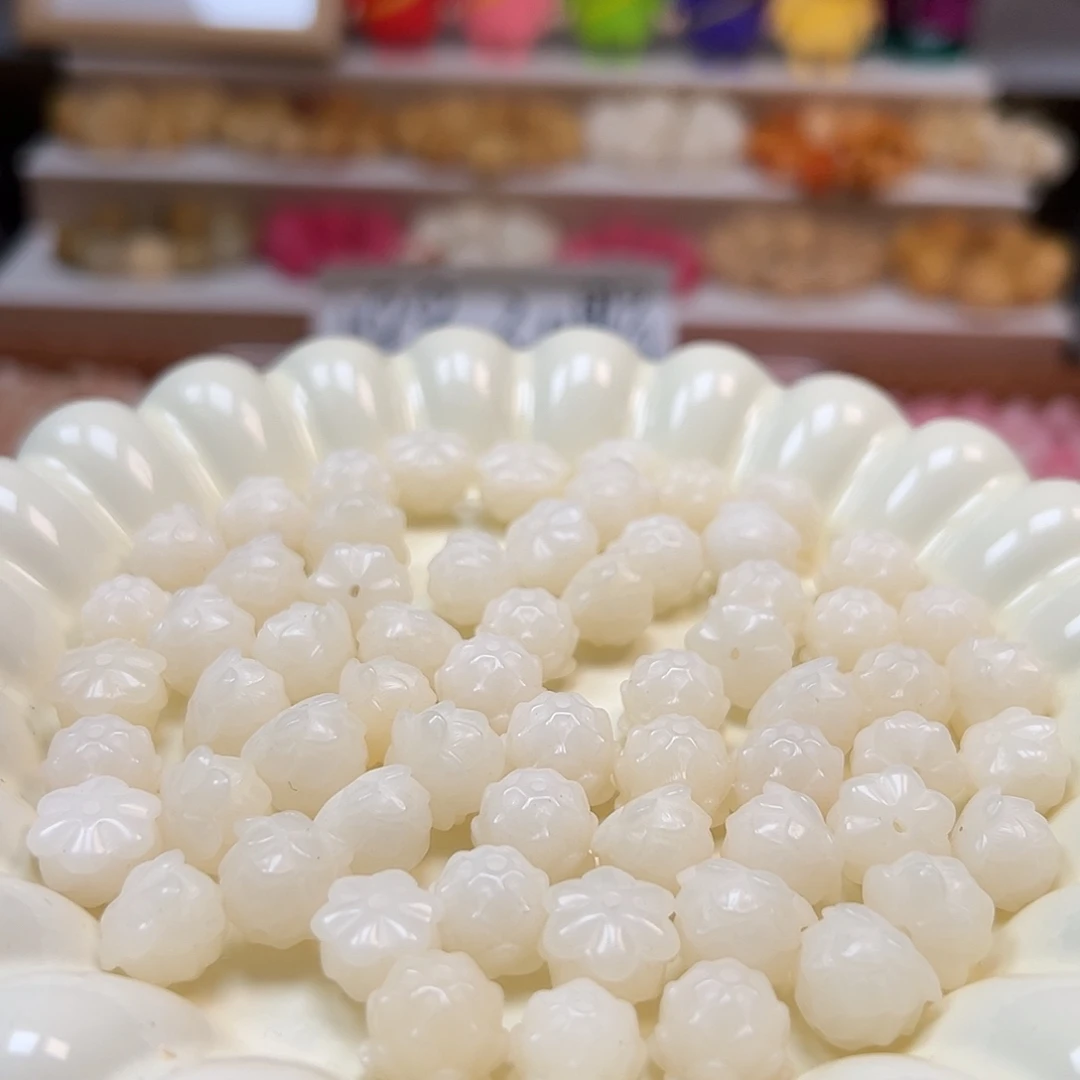 手串菩提根/象牙果卡12白色睡莲23颗