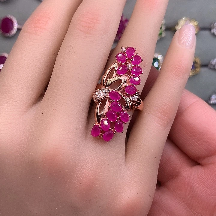 红宝石戒指银S925镶嵌