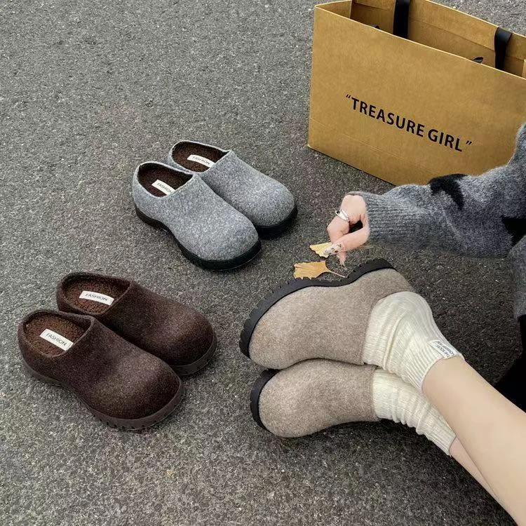 小驴蹄（富婆版）|6CM内增高设计款加棉冬增高尼料半拖鞋