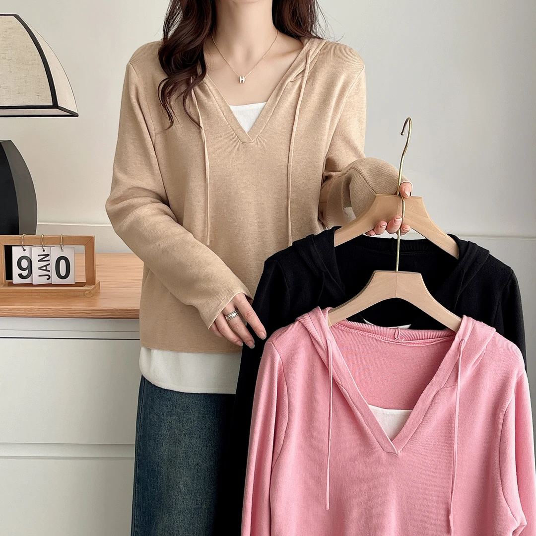 803秋季新款休闲风假两件洋气上衣大码女装气质显瘦连帽卫衣