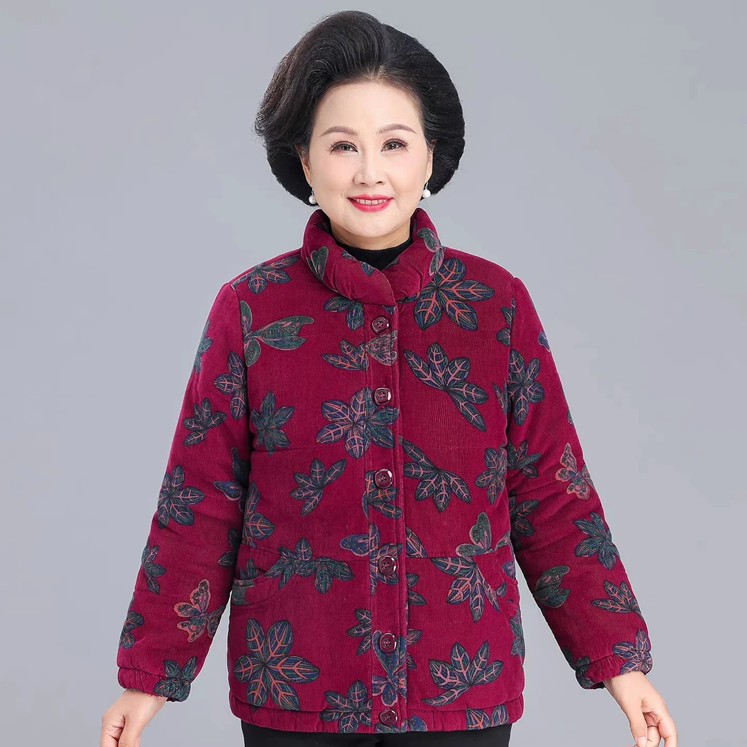 老年人冬装女加厚棉衣奶奶装灯芯绒保暖棉服老人衣服女老太太棉袄