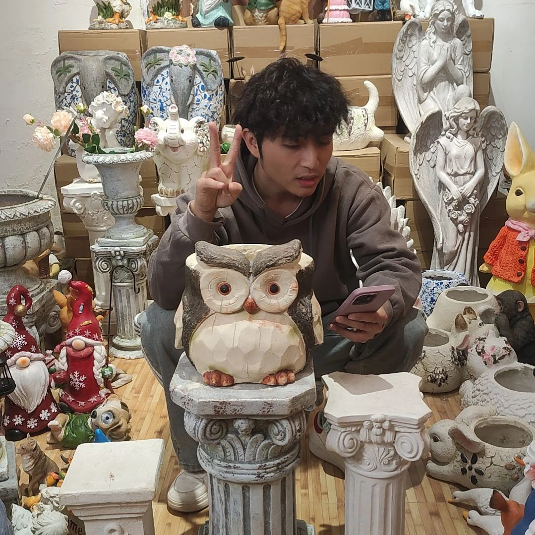 合成树脂猫头鹰花盆