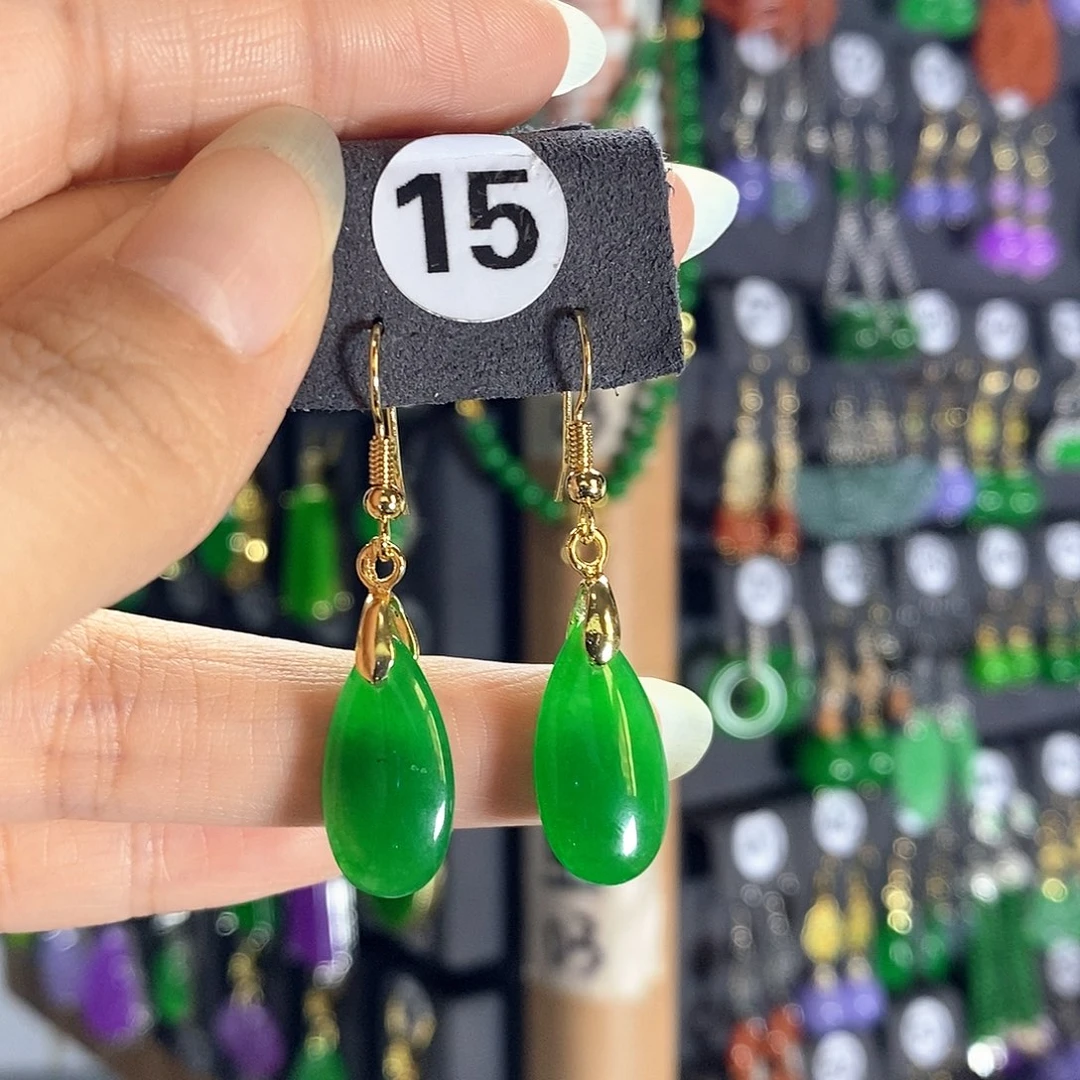 翡翠银S925镶嵌耳饰15