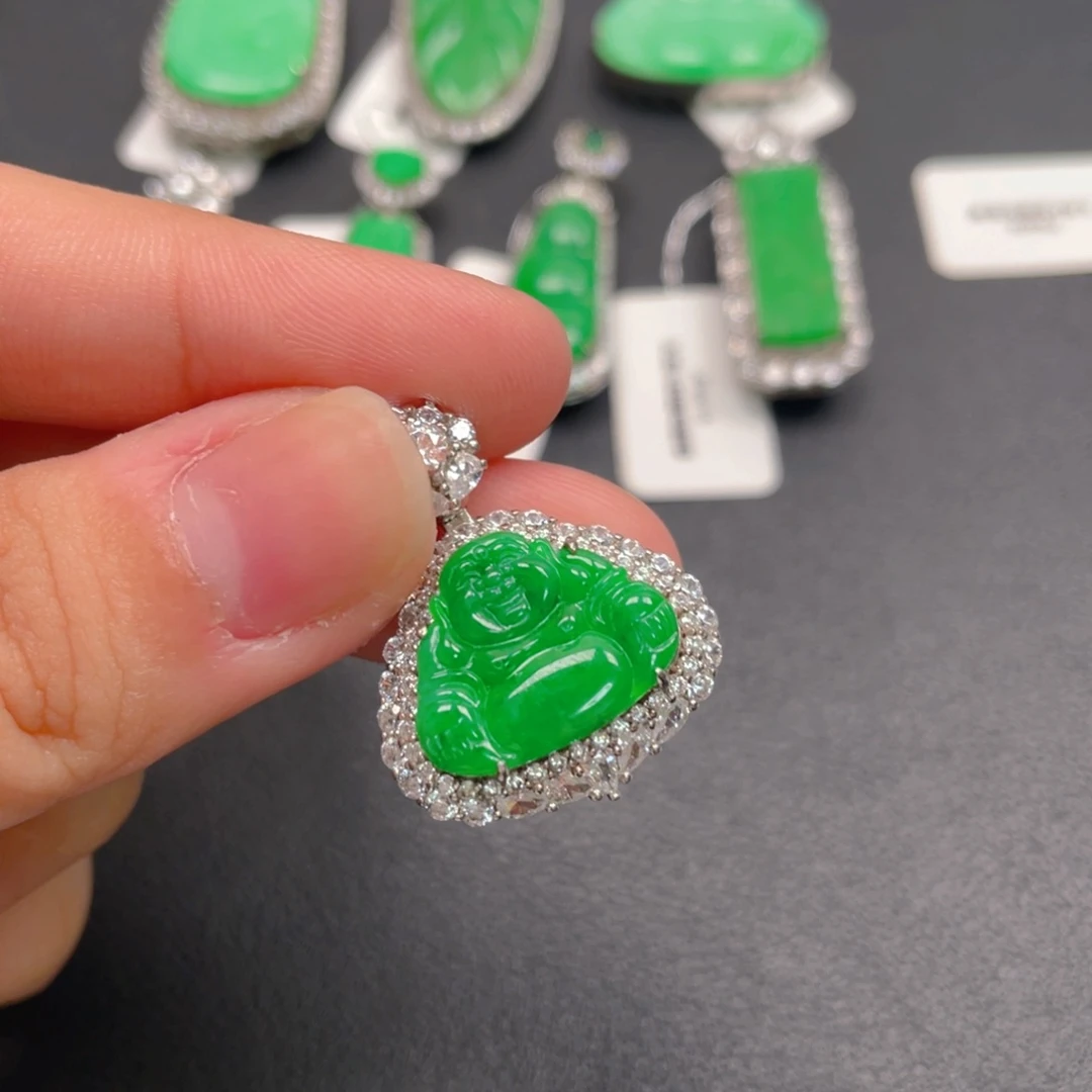 翡翠银S925镶嵌颈饰