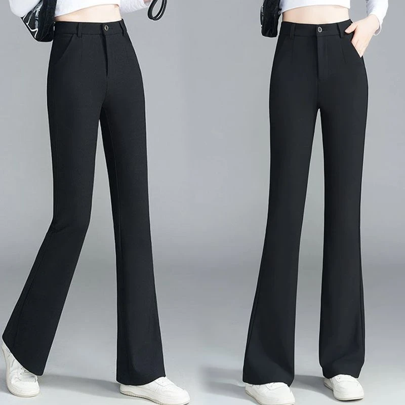 微喇裤西装裤西装显瘦新款喇叭裤高腰2025女士黑色休闲裤子长裤女