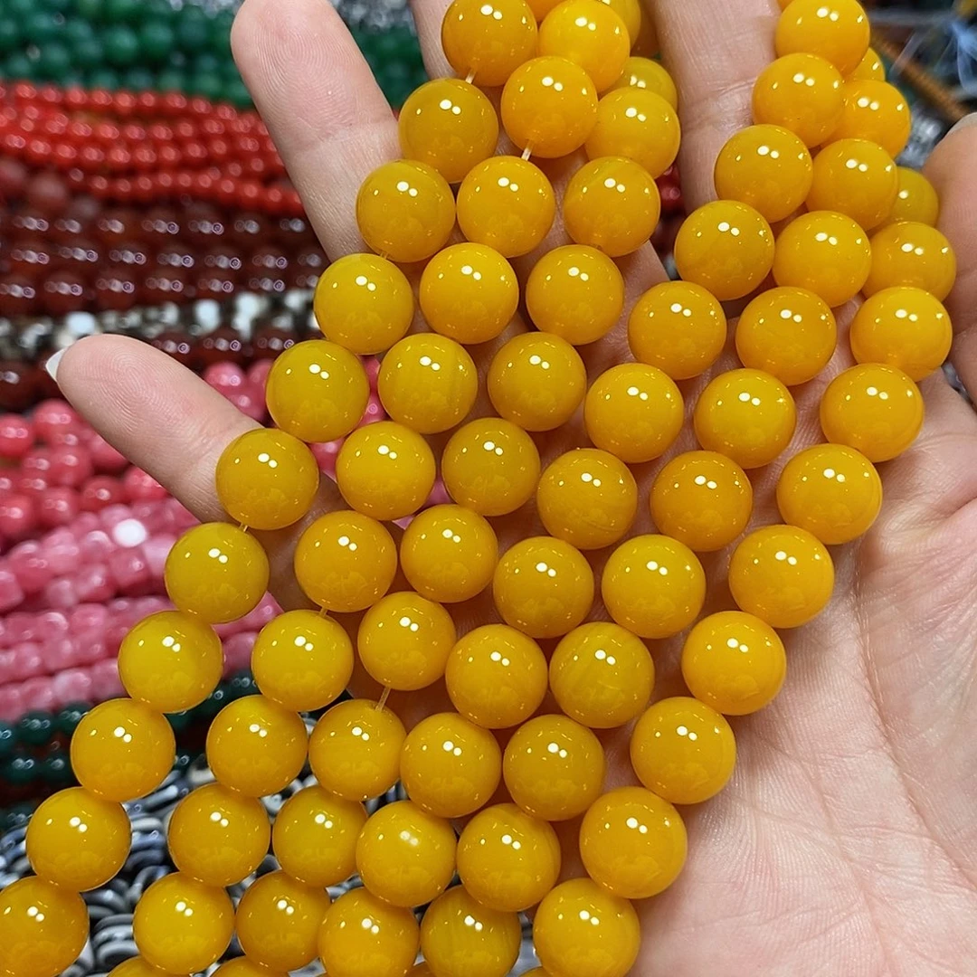 玛瑙/玉髓未镶嵌珠宝半成品鸡油黄玛瑙一条卡12mm