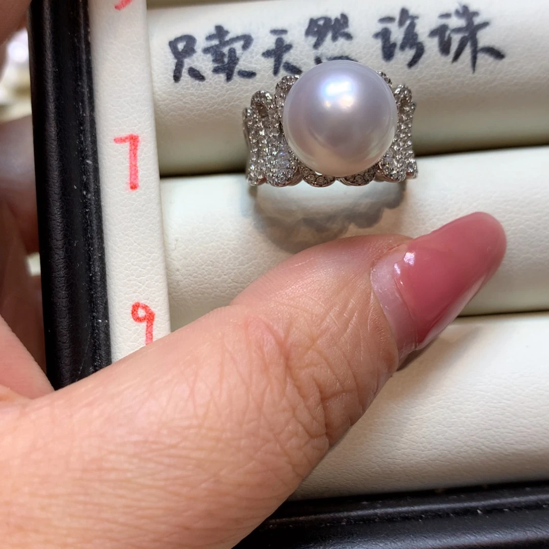 海水珍珠戒指银S925镶嵌