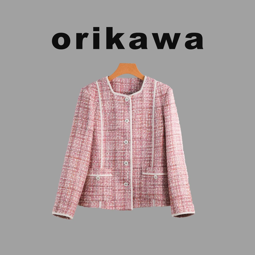 065精致时尚百搭粗花呢小香风上衣