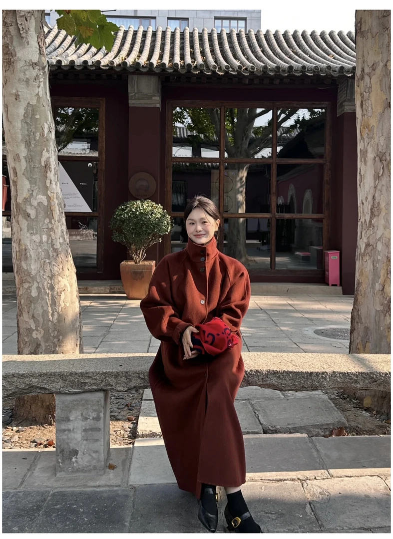 【新号专柜款】山羊绒大衣高领款 显瘦气质双面