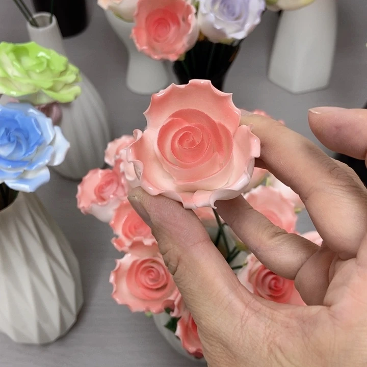 摆件手工制作陶瓷花