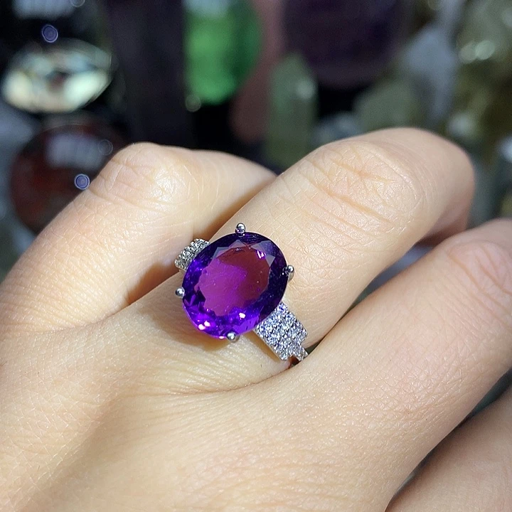 水晶天然水晶戒指银S925镶嵌