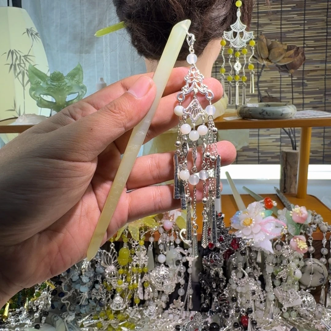蛇纹石玉合金发饰