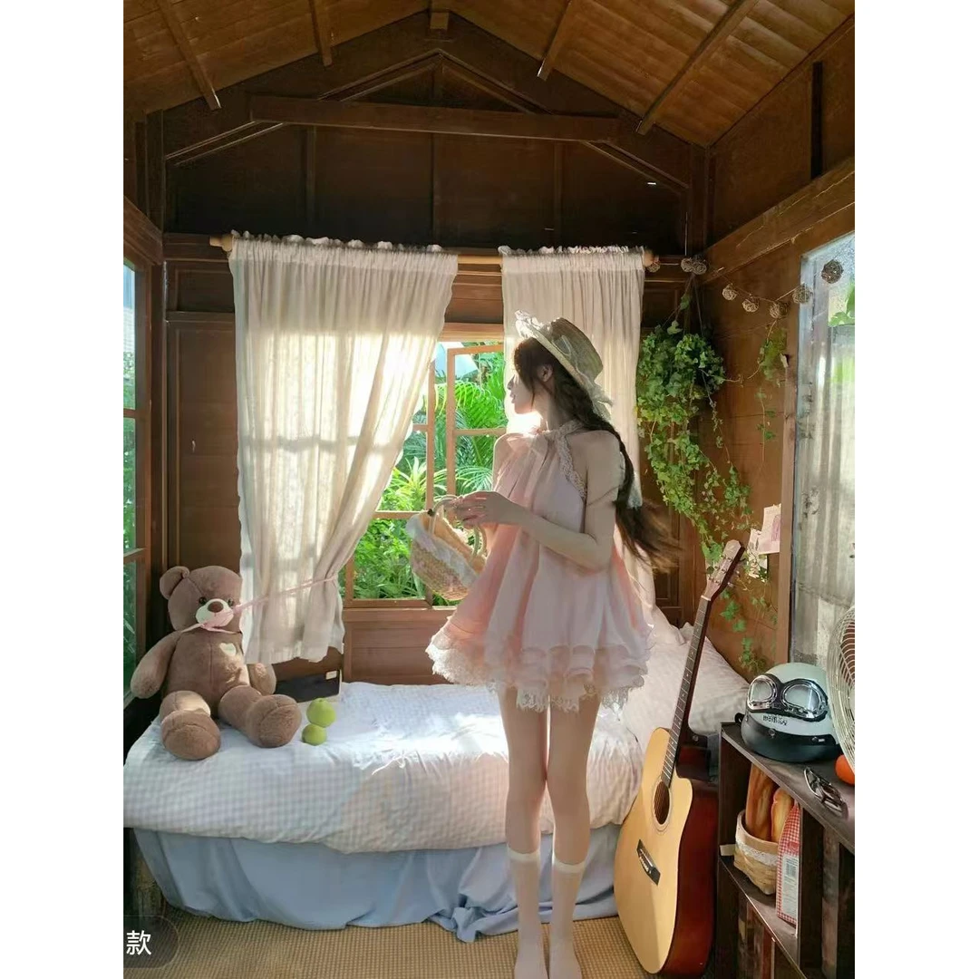 幕间玫瑰 夏季公主千金风纯欲小众原创荷叶边挂脖连衣裙大裙摆