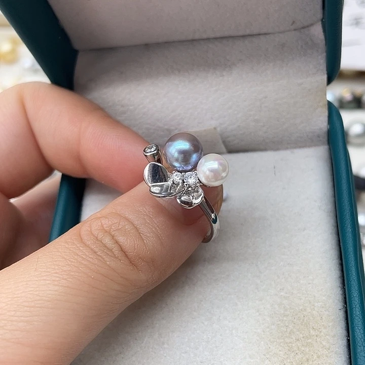 海水珍珠戒指银S925镶嵌