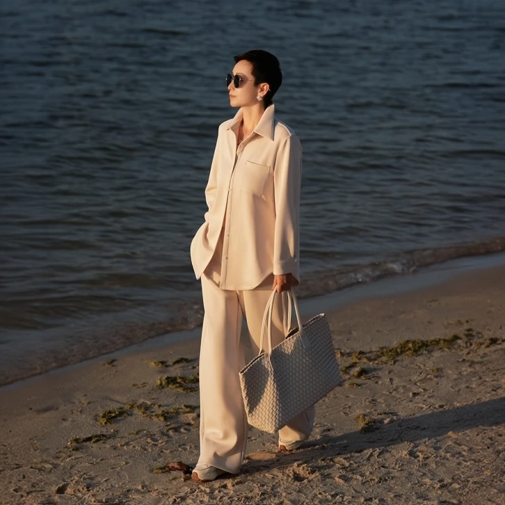 溏朵记 2025春季新款polo领空气棉长袖时尚休闲套装两件套88167