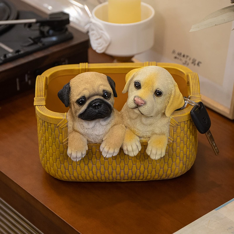 入户门口玄关放钥匙收纳盒可爱狗客厅茶几鞋柜客厅乔迁新居装饰品