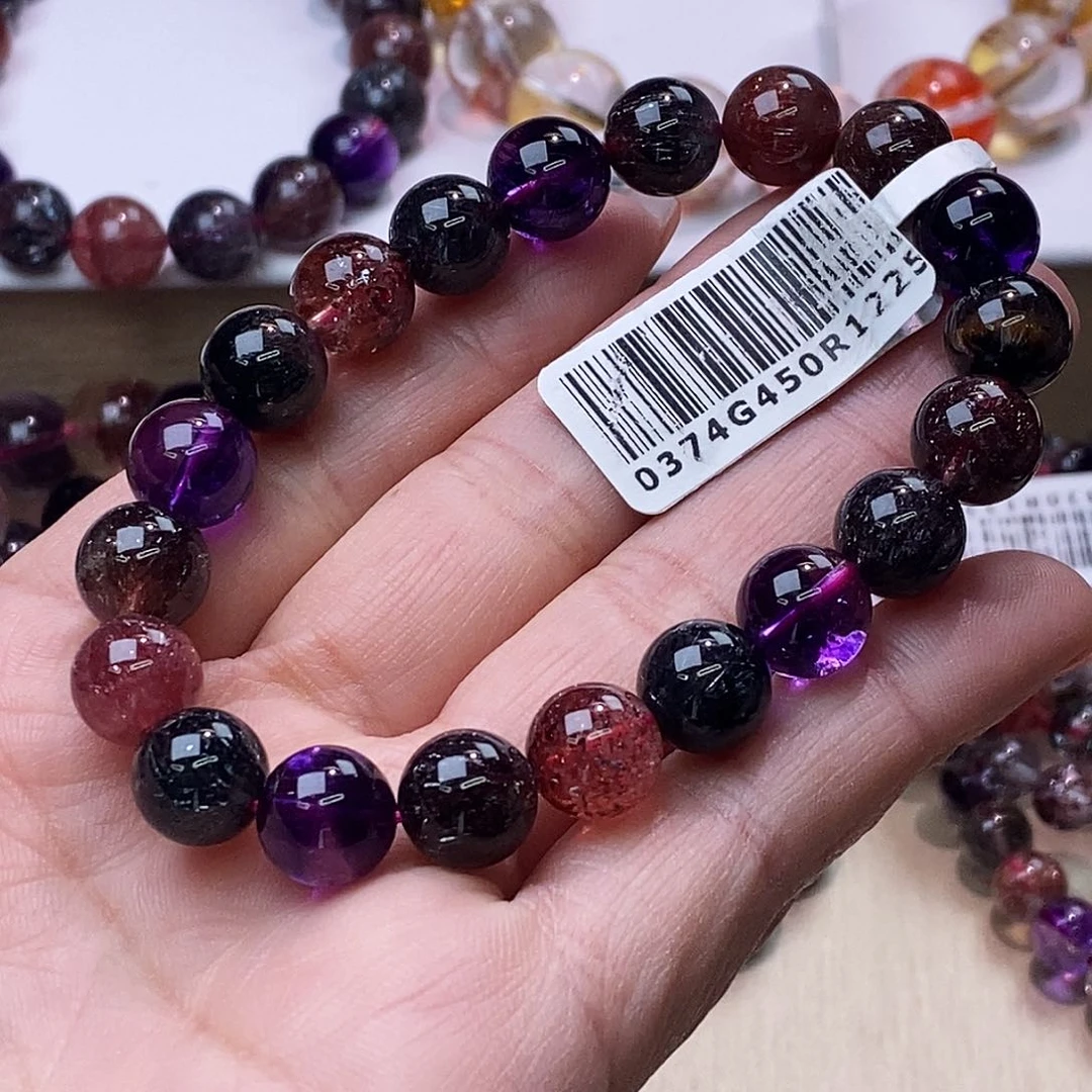 水晶手链未镶嵌黑加侖超七9+m