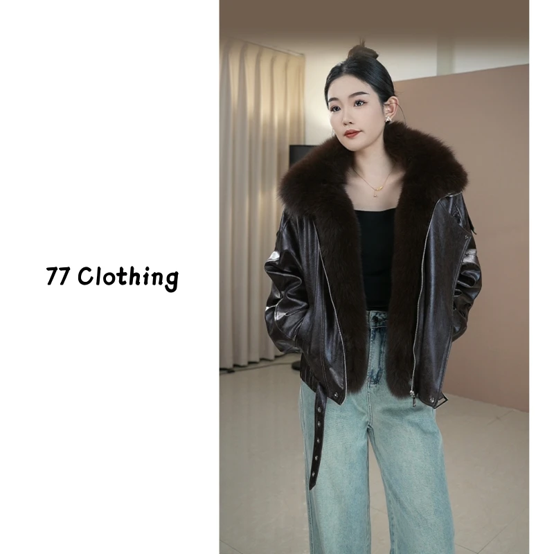 2025冬季新款可拆卸狐狸毛大毛领休闲气质宽松短款鹅绒服外套女