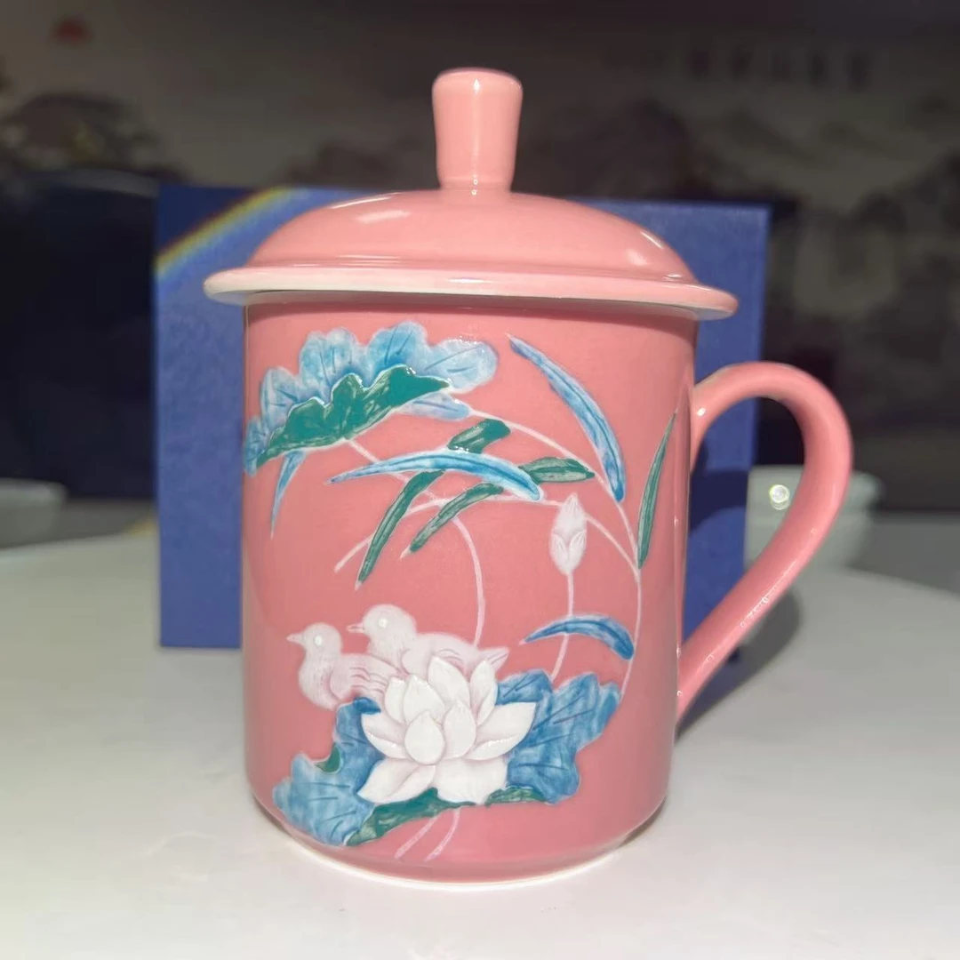 【周周严选】粉地堆花办公杯