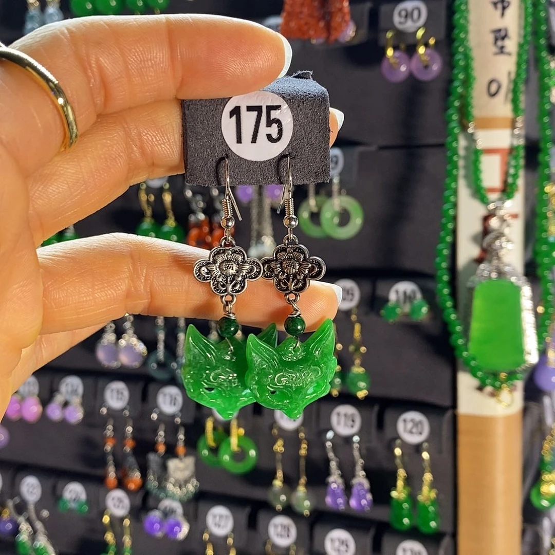 银S925镶嵌翡翠耳饰175