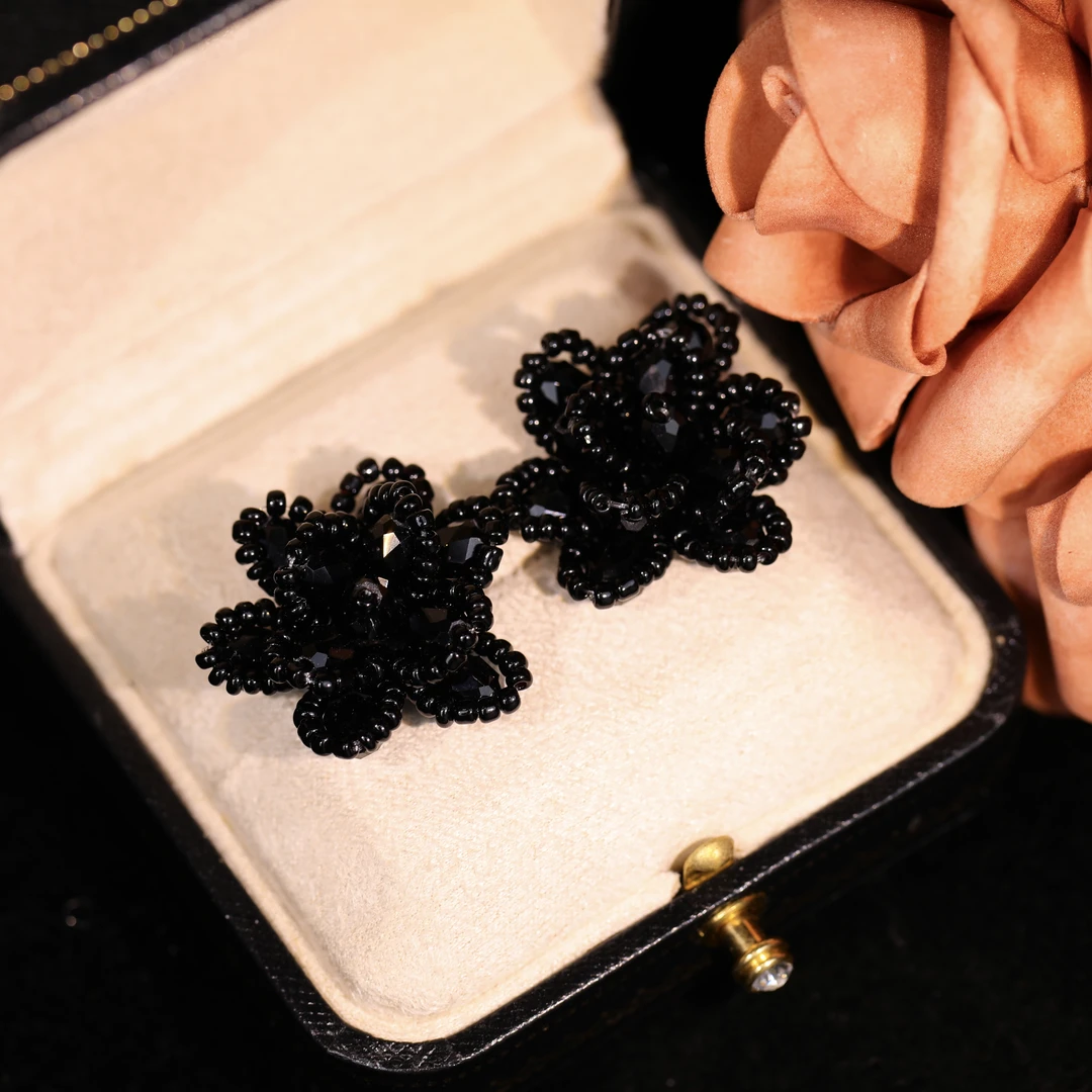 铜合金耳饰 【石墨花】轻奢时尚气质百搭高级小众设计感耳饰RH1100