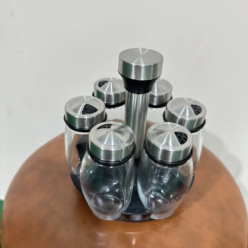调料盒套装调味罐厨房家用旋转调味瓶佐料盒玻璃调料瓶罐