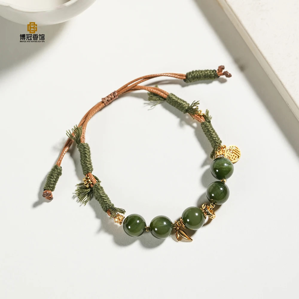 和田玉手编绳8MM+单圈手串文玩好物