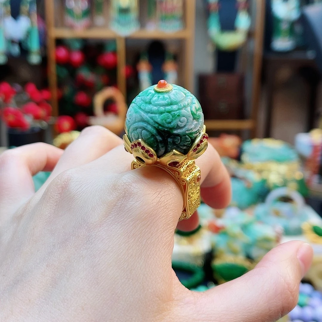 翡翠戒指银S925镶嵌48小时鉴赏期