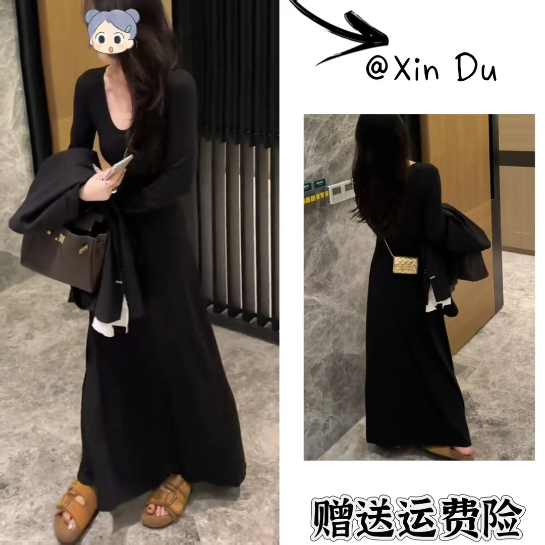 2025秋季新款时尚显瘦气质女士网红洋气连衣裙百搭款D22940