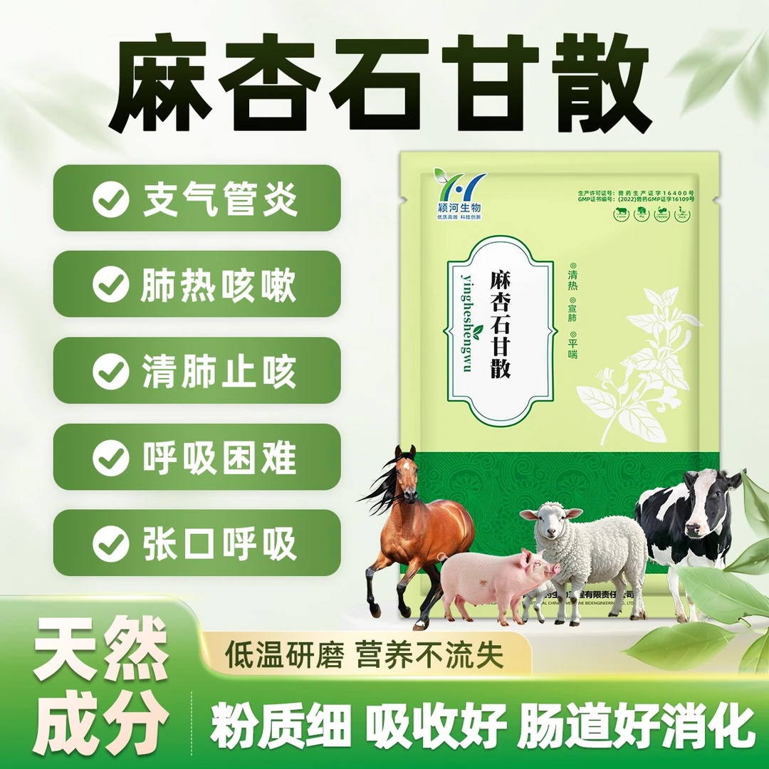 伊克塞麻杏石甘散鸭牛羊马骆驼猪止咳嗽喘气清热宣肺呼吸道兽药