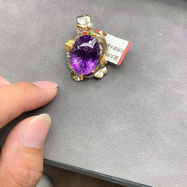 吊坠(不含链)银S925镀金镶嵌水晶