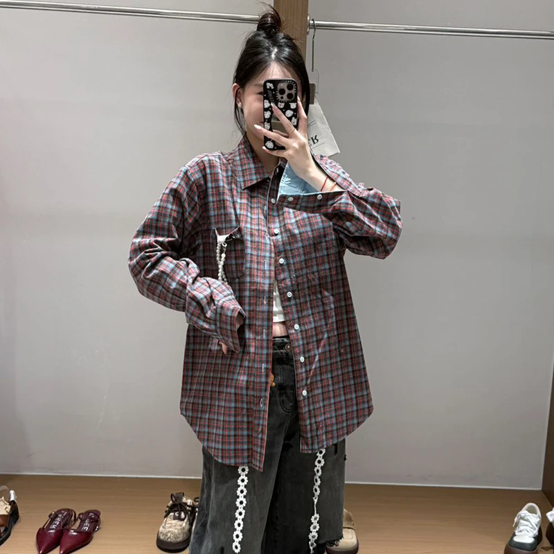 【现货】YANAG小格正反两穿衬衫衬衣纯棉时尚简约休闲高级长袖上衣