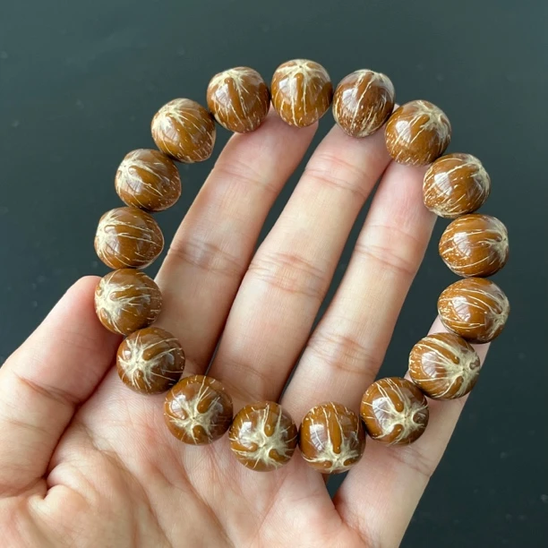 ［板栗鼠］14-15mm紫金鼠菩提手串 原皮高抛花皮 前鼠后猫