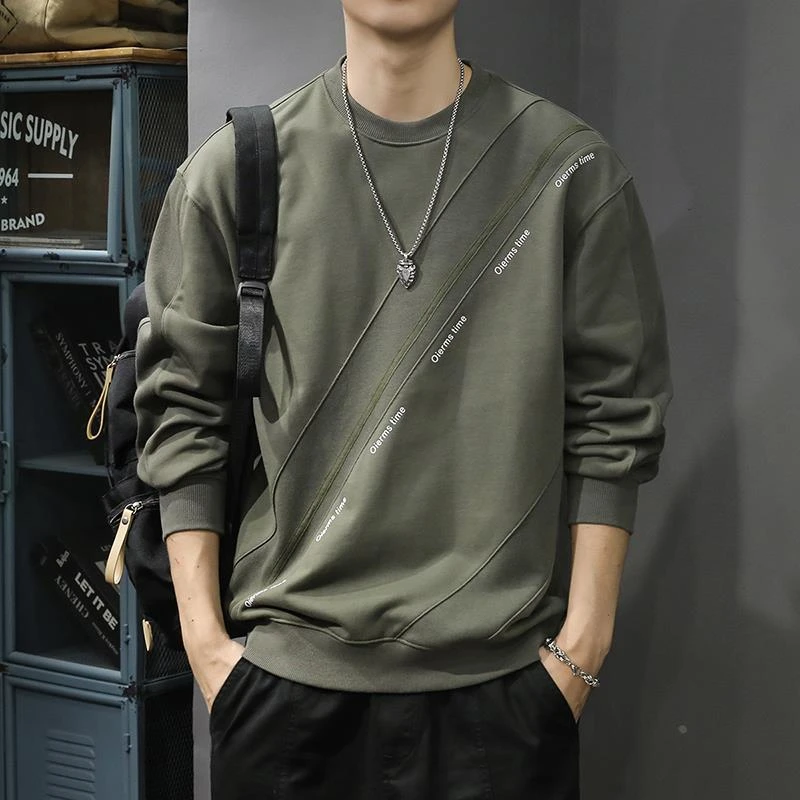 LOzP春季2025新款高端长袖男士卫衣宽松大码潮牌春秋内搭上衣休闲