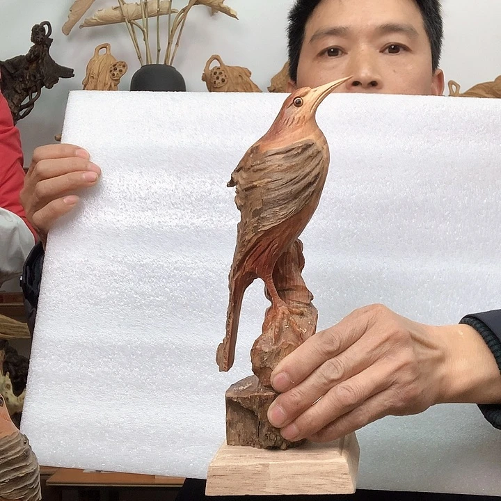 松木北****g琥珀木小鸟摆件