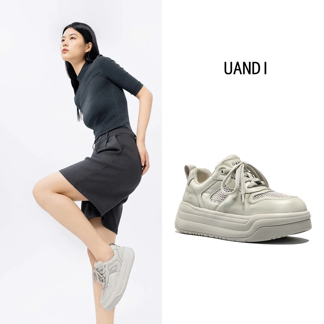 UANDI原创25年夏季新款休闲时尚百搭透气低帮增高运动滑板鞋女鞋R