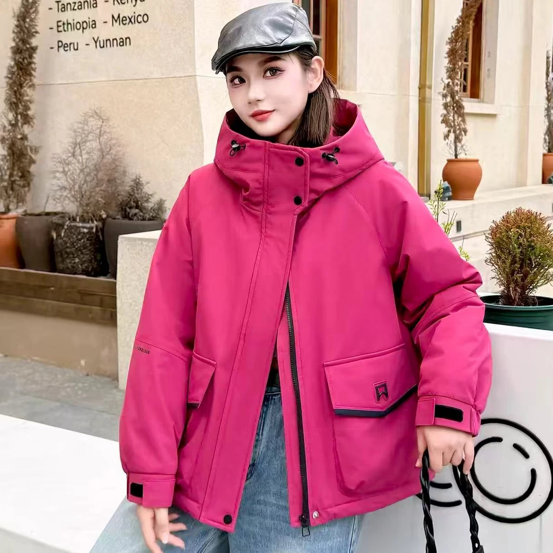 2025秋冬季新品时尚潮流百搭拉链设计感女士派克冲锋衣外套8215