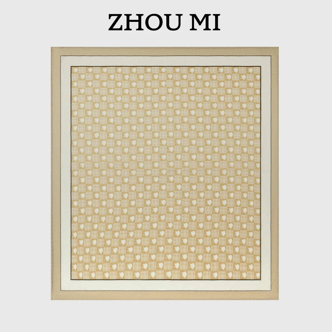 ZHOU MI卡其绿色铃兰花绣花围巾ZP7897