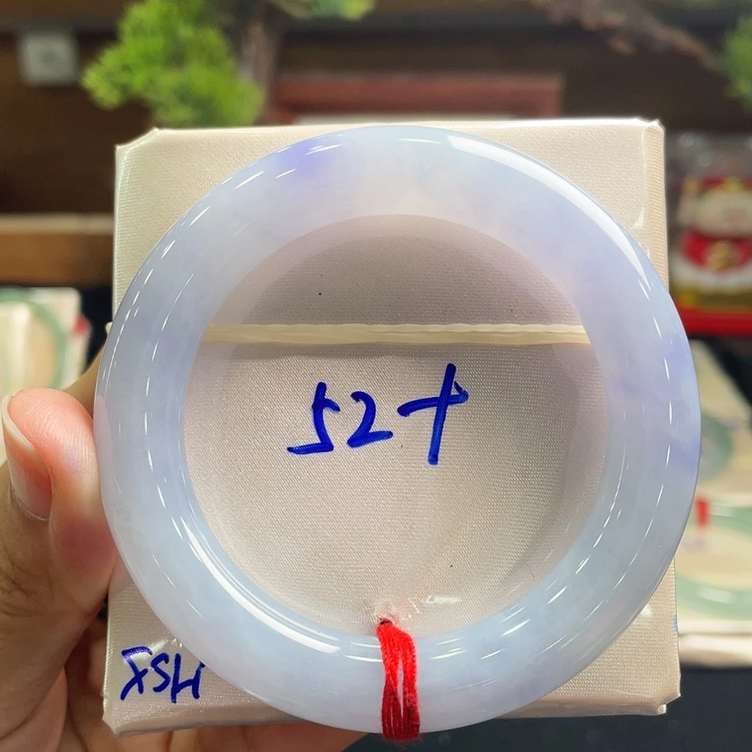 翡翠手镯未镶嵌8号 52+胖圆 冰紫