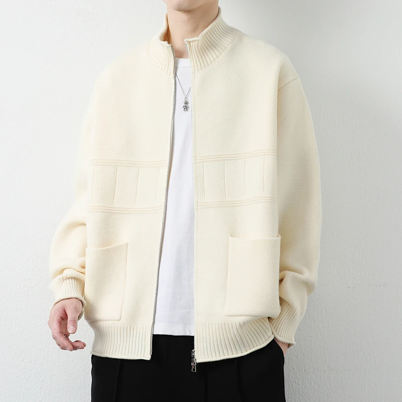 追属开衫外套男士春秋季新款简约潮牌高级感休闲立领夹克针织毛衣