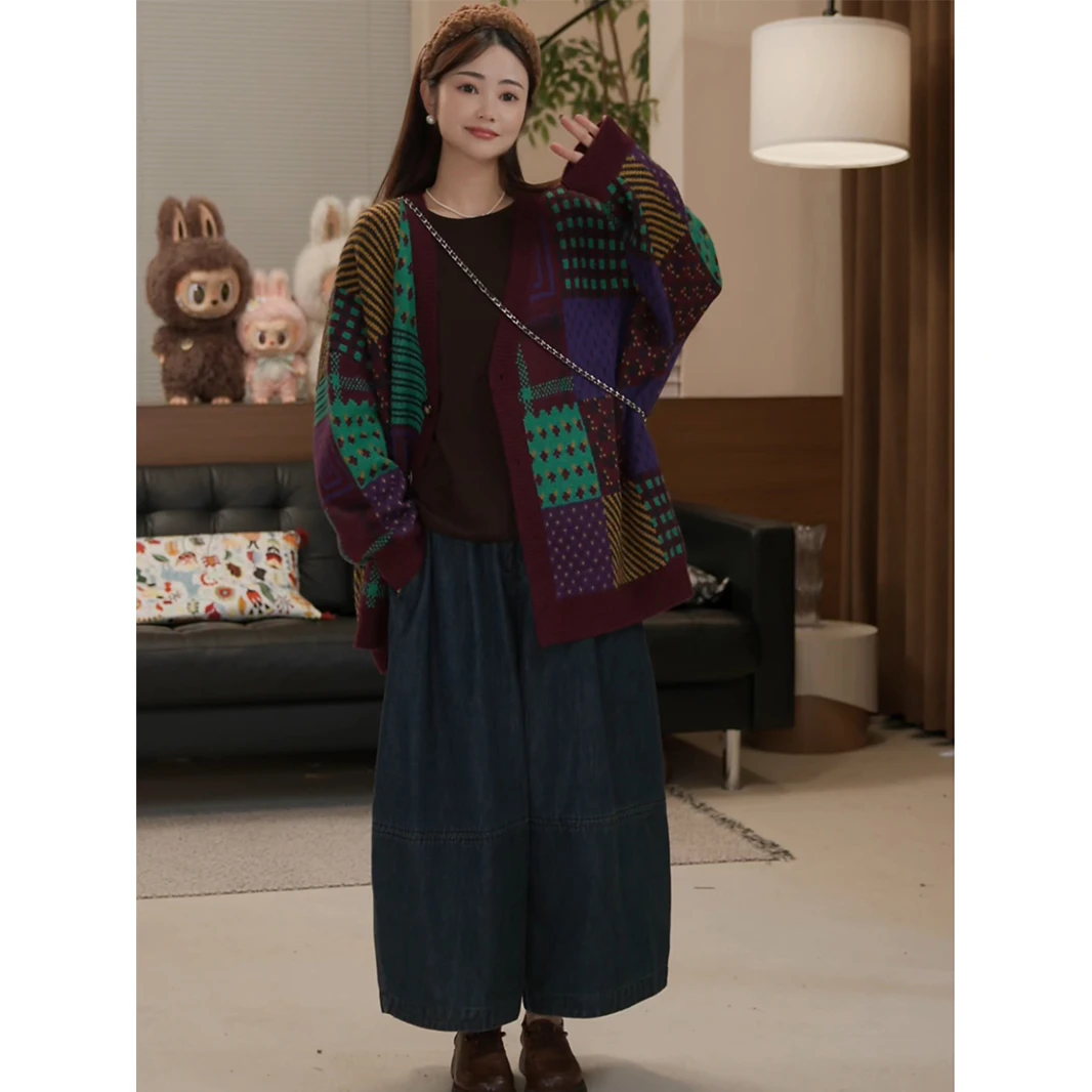 九月Oni【花间】彩色毛衣开衫外套女针织上衣宽松秋冬D125A25